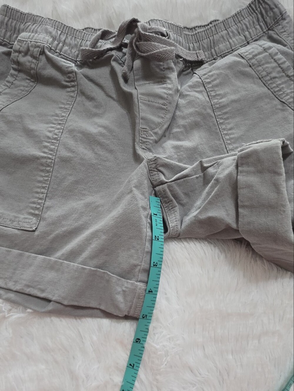 Natural Reflections Washed Gray Drawstring Bermuda Shorts - Picture 3 of 6